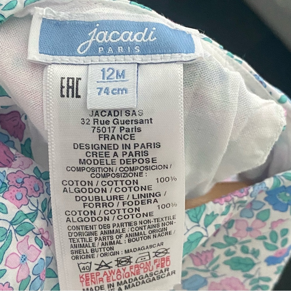 Jacadi Liberty Print Dress 12M - Picture 7 of 8